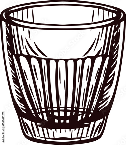 Hand drawn engraved glass tumbler isolated on white background vintage container illustration