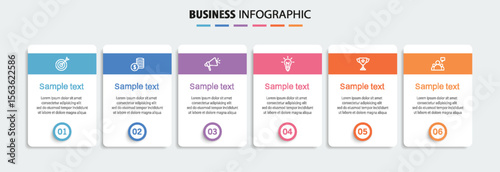Infographic design business template with 6 options, steps. Can be used for workflow layout, diagram, annual report, web design	