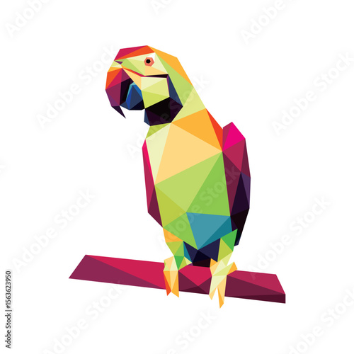Parrot in Colorful Polygonal Low poly. abstract Parrot Colorful Icon Vector. Polygon Animal Parrot Vector.