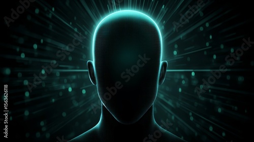 Illuminated portrait man with glowing lights in background abstract digital art