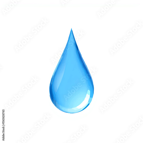 Blue Water Drop Isolated on Light Background

