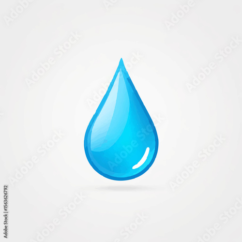 Blue Water Drop Isolated on Light Background

