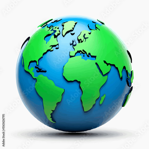 Cartoon Earth Globe Showing Continents and Oceans


