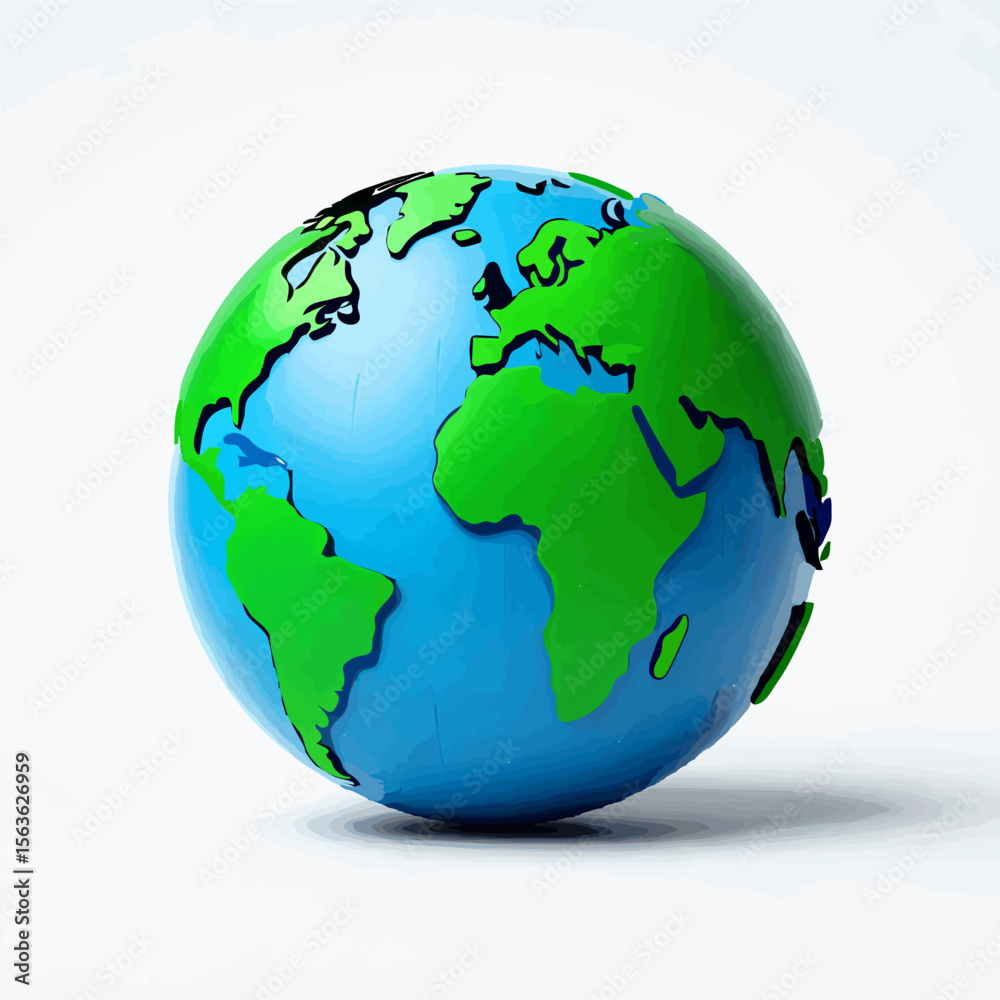 Naklejka premium Cartoon Earth Globe Showing Continents and Oceans