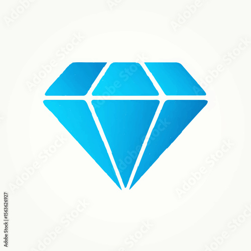 Stylized Blue Diamond Gem Cutout on White

