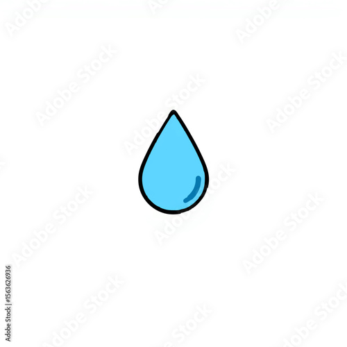Blue Water Drop Isolated on Light Background

