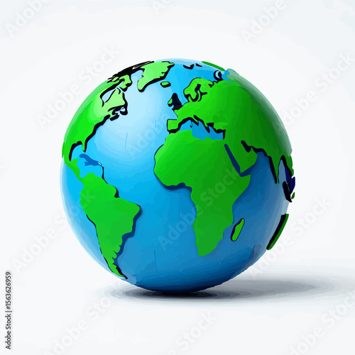 Cartoon Earth Globe Showing Continents and Oceans

