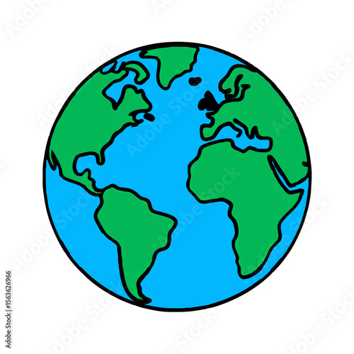 Cartoon Earth Globe Showing Continents and Oceans

