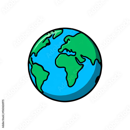 Cartoon Earth Globe Showing Continents and Oceans

