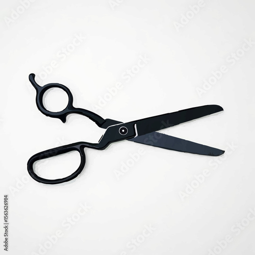 Gray Scissors Open on White Background

