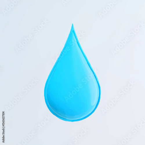 Blue Water Drop Isolated on Light Background


