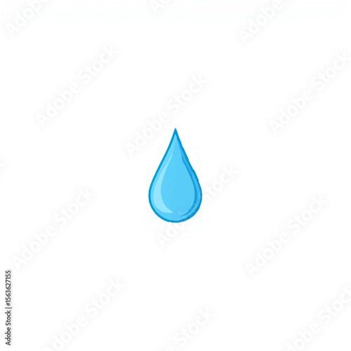 Blue Water Drop Isolated on Light Background

