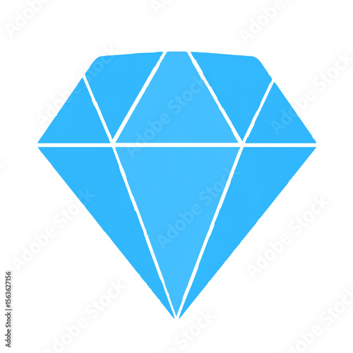 Stylized Blue Diamond Gem Cutout on White

