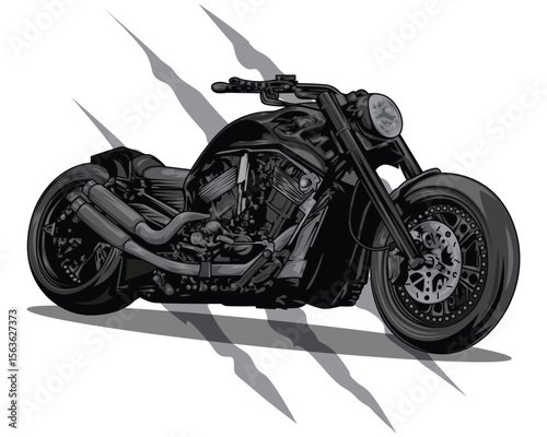 Chopper Motorcycle Vector Illustration Drawing