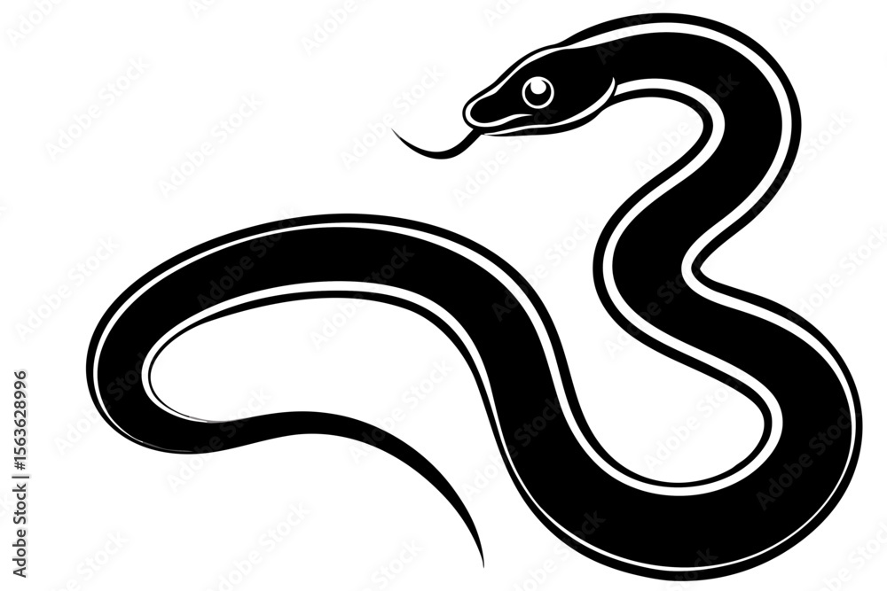 Fototapeta premium snake silhouette vector illustration white background