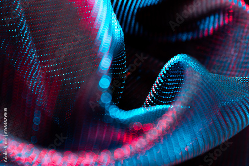 Abstract Red and Blue Bokeh Light Texture – Graphic Close-Up with Creative Blur and Wave-Like Motion for Futuristic Design, Visual Effects, and Digital Art