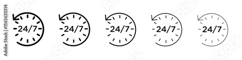 24 7 icon vector Illustration style for mobile app, website ui designs