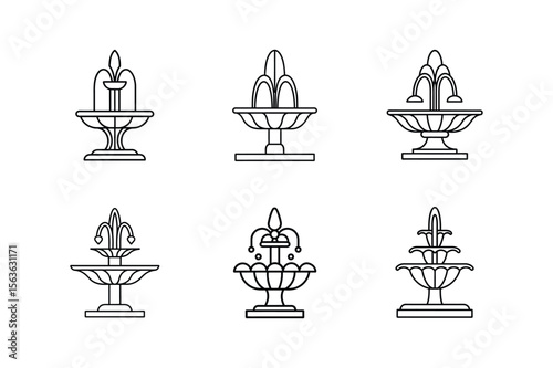 fountain design draft line art vector illustration