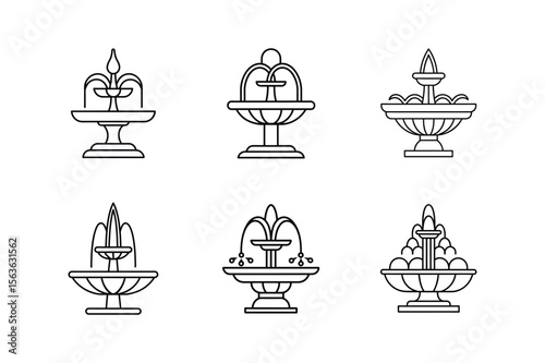 fountain design draft icon line art vector illustration