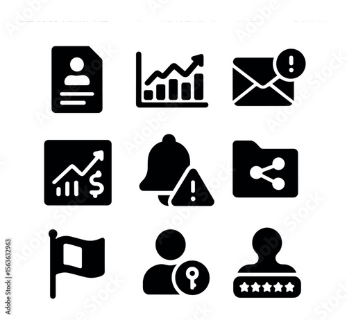 Open Reporting Icons. Solid, filled icons set of open reporting systems: public report, analytics chart, email