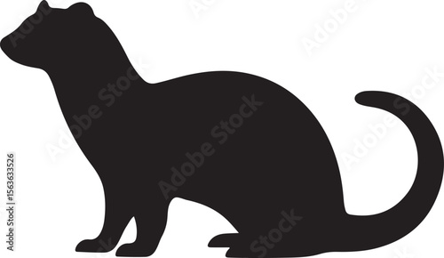 Ferret silhouette, ferret vector silhouette illustration isolated on white background