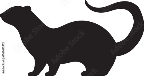 Ferret silhouette, ferret vector silhouette illustration isolated on white background