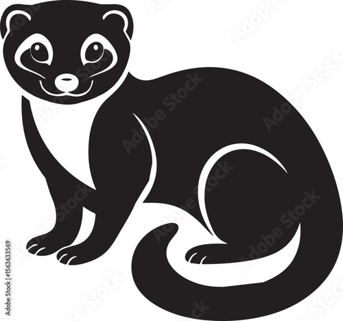 Ferret silhouette, ferret vector silhouette illustration isolated on white background