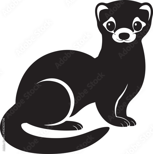 Ferret silhouette, ferret vector silhouette illustration isolated on white background