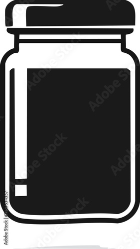 Clean minimalist black and white jar illustration representing storage and containment concept for design