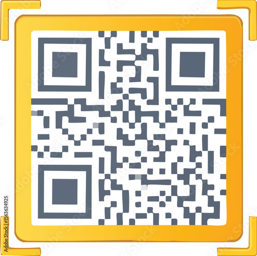 Digital qr code isolated on white background in a gold border suitable for scanning for information