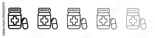 Medicine bottle icon vector Illustration style for mobile app, website ui designs
