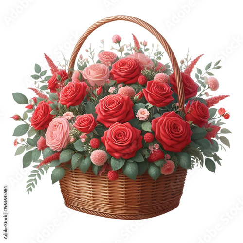 A basket with rose flower boutique illustration