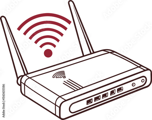 Vector illustration of a wireless router transmitting wi-fi signal for network connectivity and internet access in a modern digital environment
