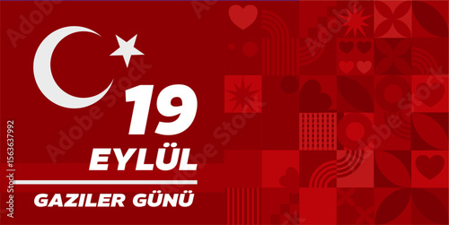 19 Eylül Gaziler Günü, September 19 Veterans Day  =banner, poster, vector illustration