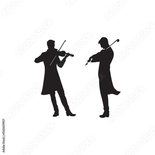 Standing Violinist Silhouette Vector