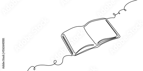 Art book line education continuous open illustration school one read icon. Book line sketch research study write outline paper stack old background bible hand vector library doodle pen drawn.