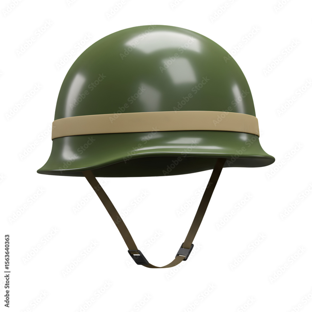 Fototapeta premium Military Helmet Green Army Combat Soldier Protection Gear Safety Equipment War Veteran History Vintage Antique Retro
