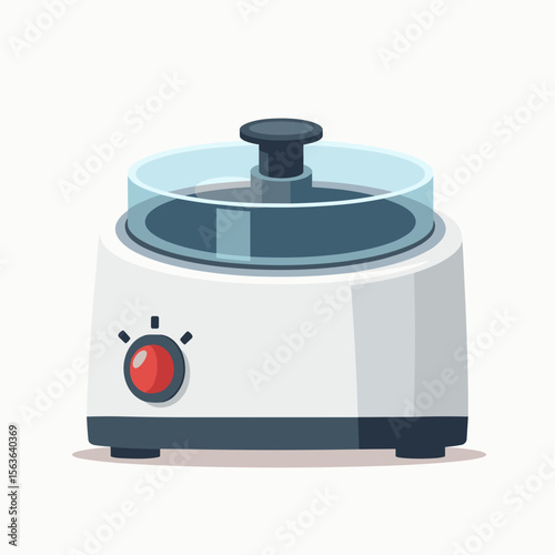 Cartoon Illustration of a Wax Warmer for Hair Removal with Adjustable Temperature Control and Lid