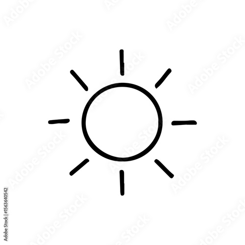 Brighten your designs with this minimalist vector sun icon. Perfect for summer themes, web design, and branding. Simple line art for a clean, modern look. Easy to use and versatile.