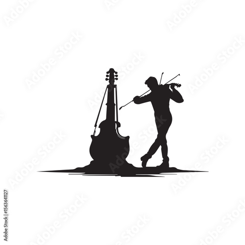 Standing Violinist Silhouette Vector