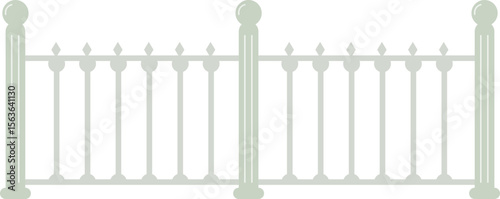 Flat Style Decorative Iron Fence Vector Illustration for Street Decoration