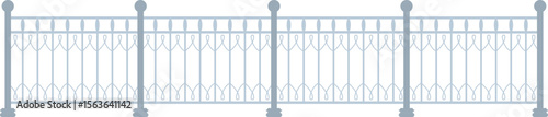 Flat Style Decorative Iron Fence Vector Illustration for Street Decoration