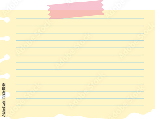Lining pastel note with pink tape illustration Post-it vector illustration