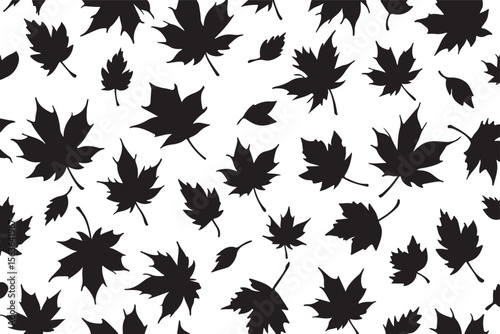 Black maple leaves scattered on white autumn fall