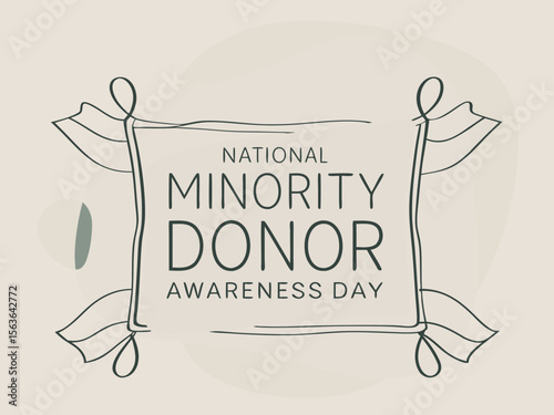 Green Awareness Ribbon with Text "National Minority Donor Awareness Day" on White Background