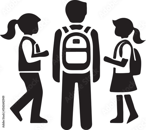 People with backpacks children students