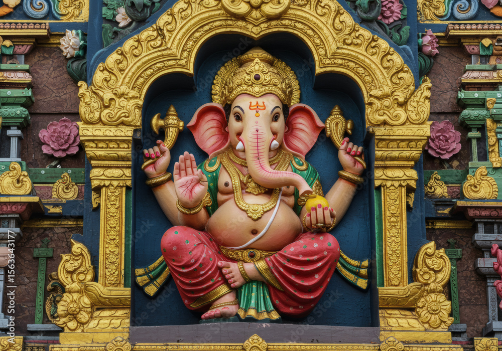 Fototapeta premium Ganpati Festival Altar with Floral Garland