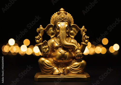 Lord Ganesha Statue on Dark Background