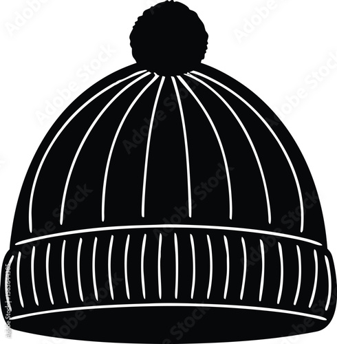 winter beanie hat silhouette vector