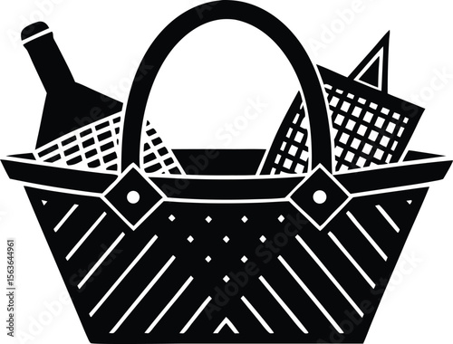 picnic basket silhouette vector icon